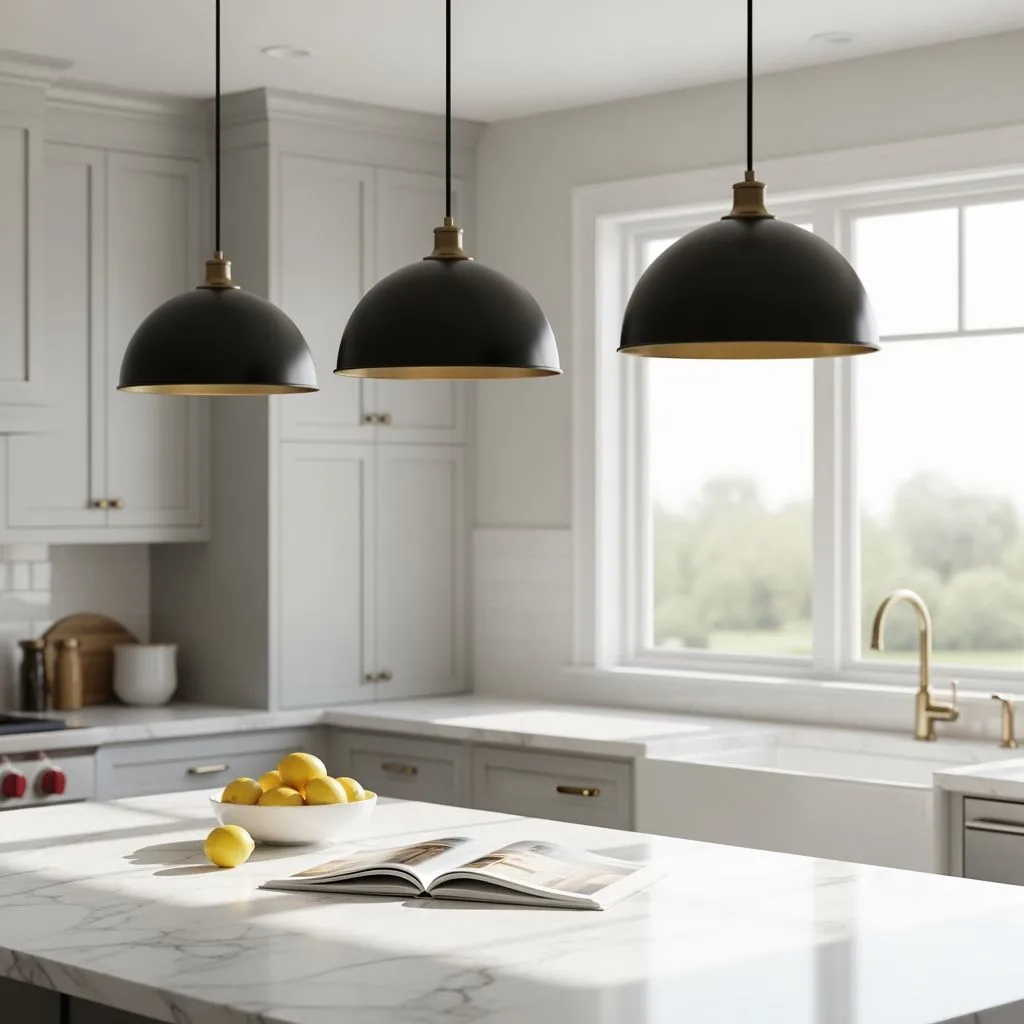 The Classic Trio Pendant Lights Over the Island